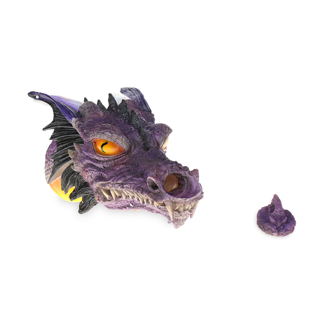 Fantasy Enchanted Backflow Incense Burner featuring a mystical dragon design, top view on white background