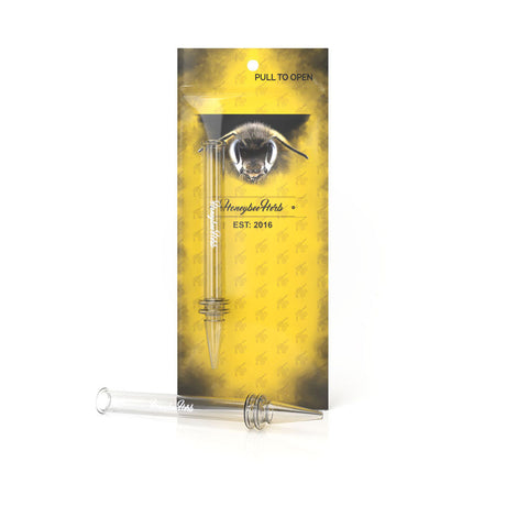 Honeybee Herb Quartz Dab Straw for Concentrates - Clear Design, Front View on Branded Packaging