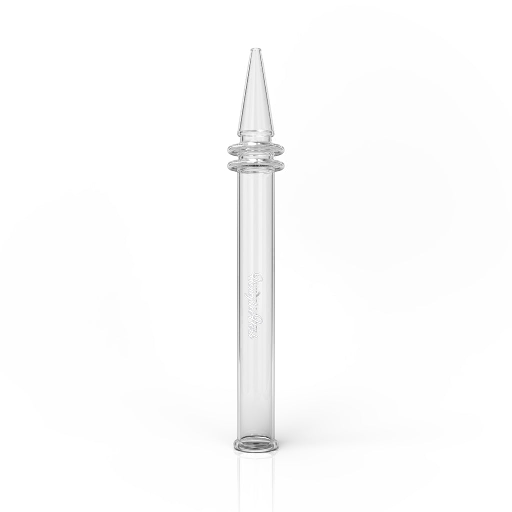 Honeybee Herb Quartz Dab Straw - Clear, Front View on Seamless White Background