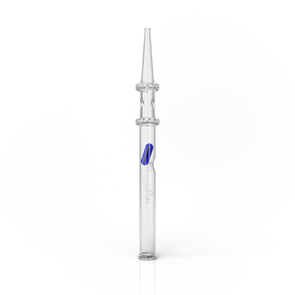 Honeybee Herb Quartz Dab Straw Spinner, Clear Glass, Front View on White Background