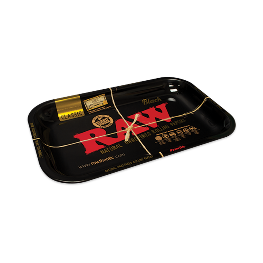 RAW Black Classic Essential Rolling Tray - Top View on Seamless White Background