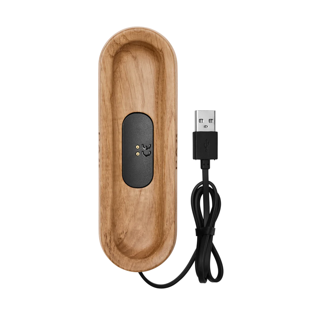 PAX Elegant Walnut Wooden Charging Tray with USB Cable for Vaporizers - Top View