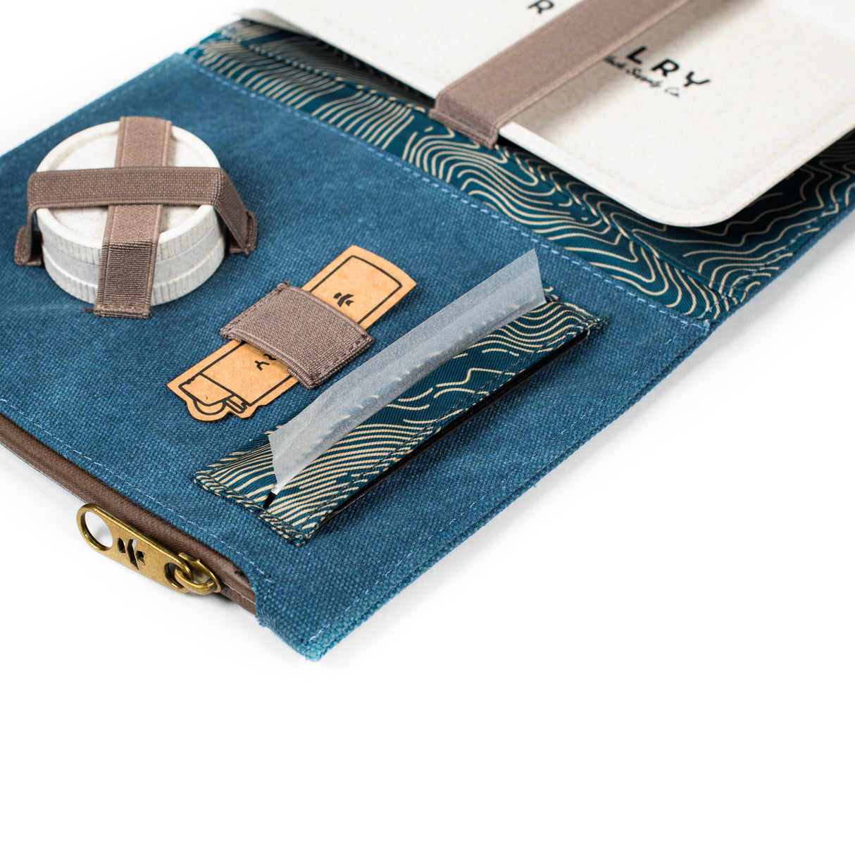 Revelry Supply - The Rolling Kit in blue with smell proof feature, grinder card, and storage