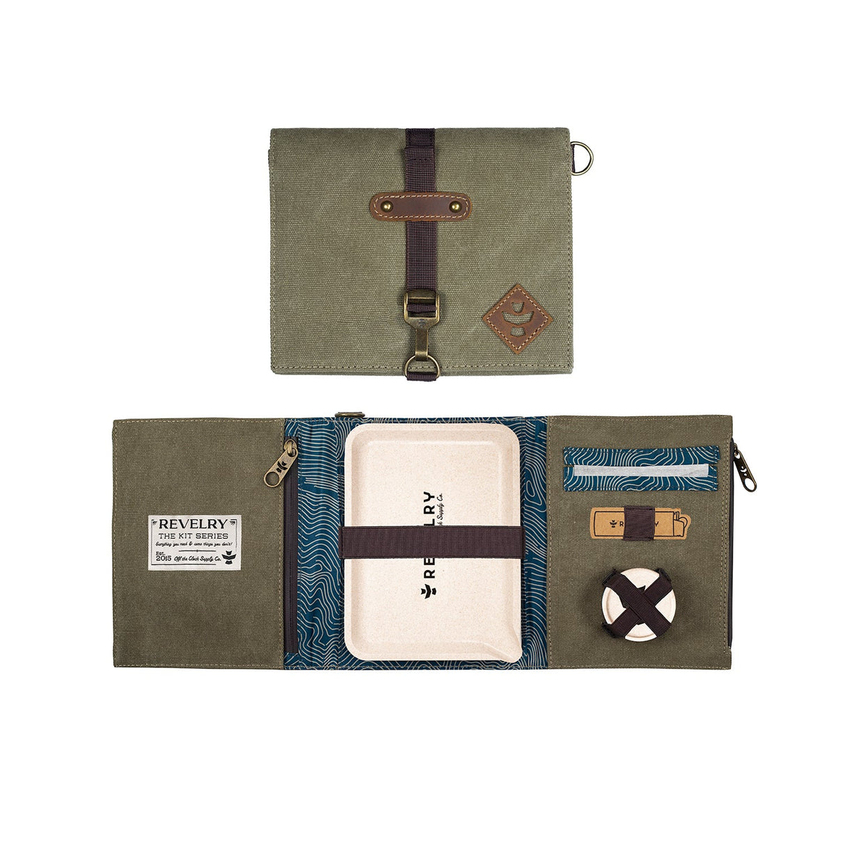 Revelry Supply The Rolling Kit in Sage - Smell Proof Travel Pouch Open View