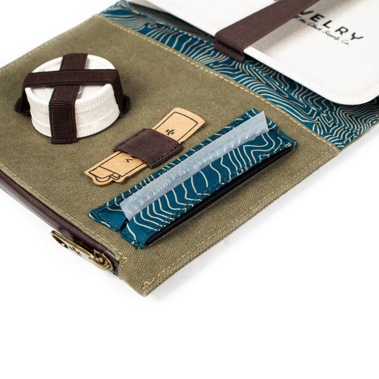 Revelry Supply The Rolling Kit - Open View with Smell Proof Pouch and Accessories
