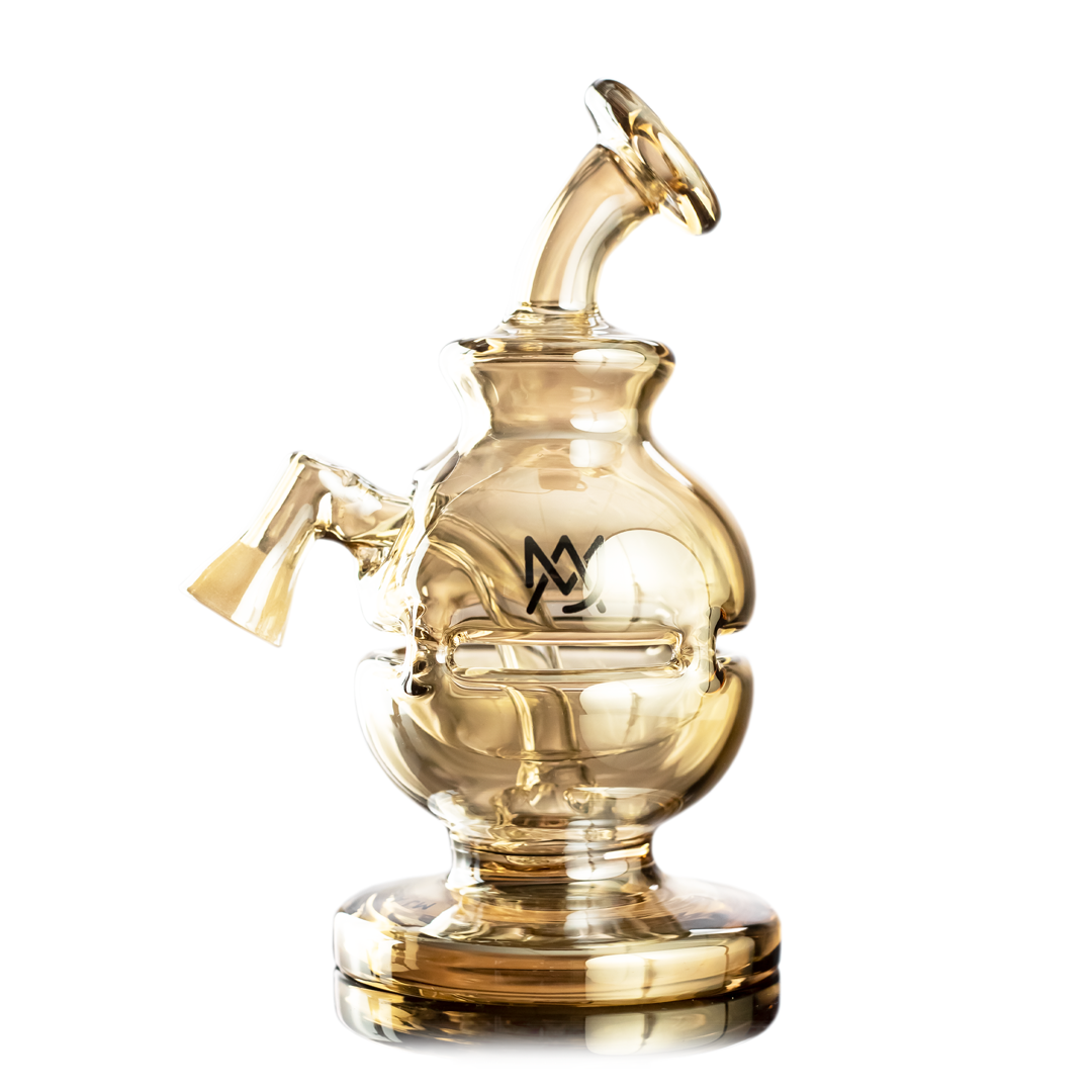 MJ Arsenal Royale Vape Edition in Gold - Compact Dab Rig with Quartz Banger, Front View