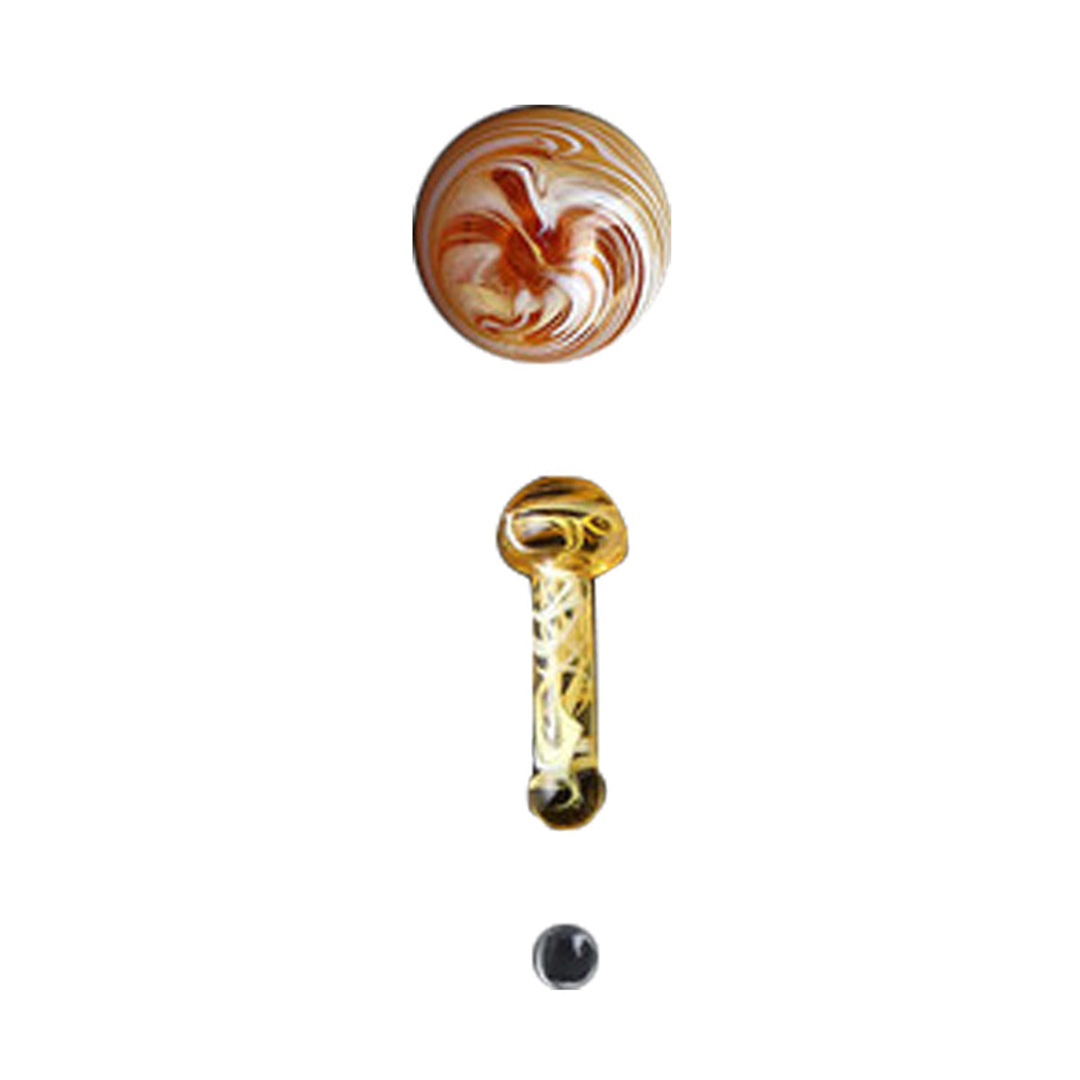 Honeybee Herb Mushroom Pillar Terp Set in Yellow, Borosilicate Glass for Dab Rigs - Top View