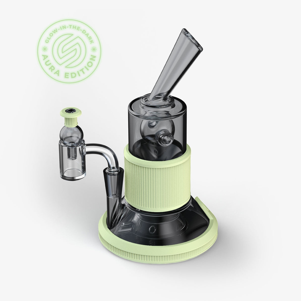 SOFTGLASS Aura Glow-in-the-Dark Tandem Rig - Limited Edition with Clear Glass Dome