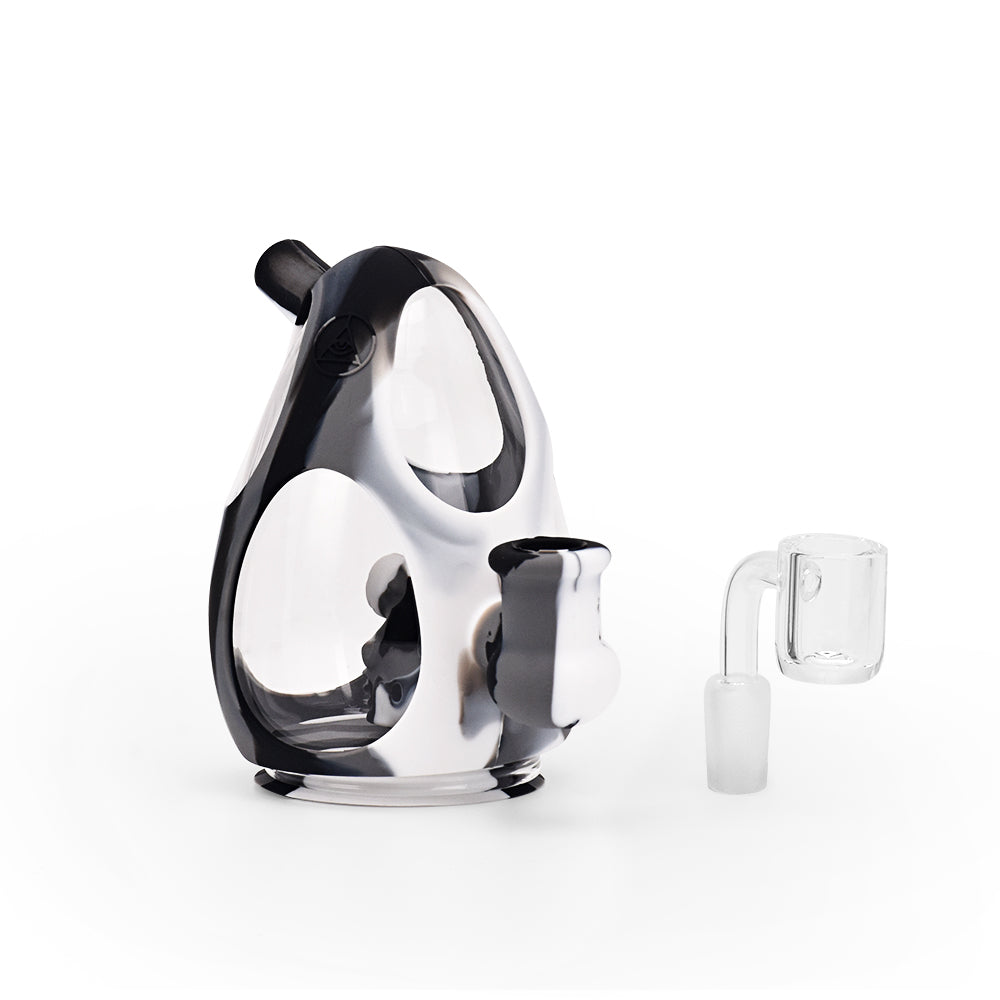 Ritual 5'' Silicone Dino Egg Rig in Black & White Marble with Quartz Banger