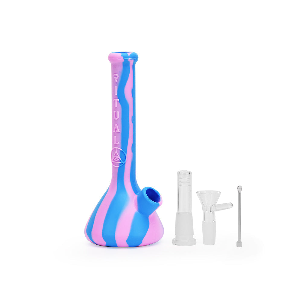 Ritual 7.5'' Deluxe Silicone Mini Beaker in Cotton Candy colors with accessories