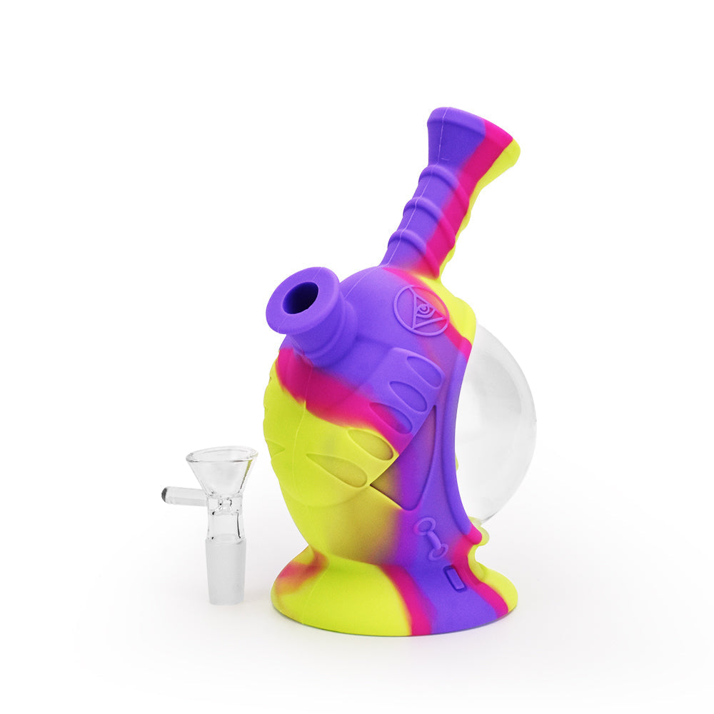 Ritual 7.5'' Silicone Astro Bubbler in Miami Sunset colors, angled side view on white background