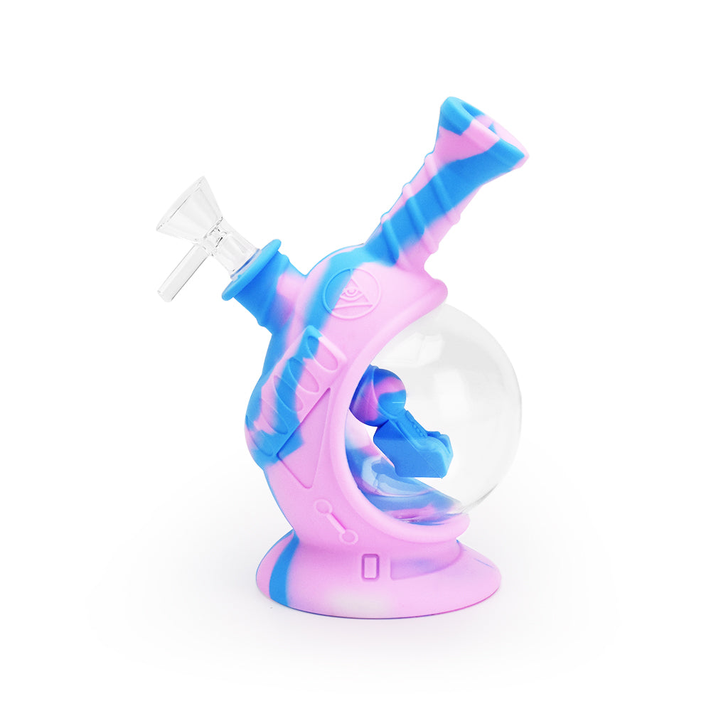 Ritual 7.5'' Silicone Astro Bubbler, Cotton Candy color, compact and portable, front view on white background