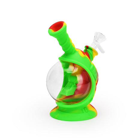 Ritual 7.5'' Silicone Astro Bubbler in Rasta colors, angled side view on white background