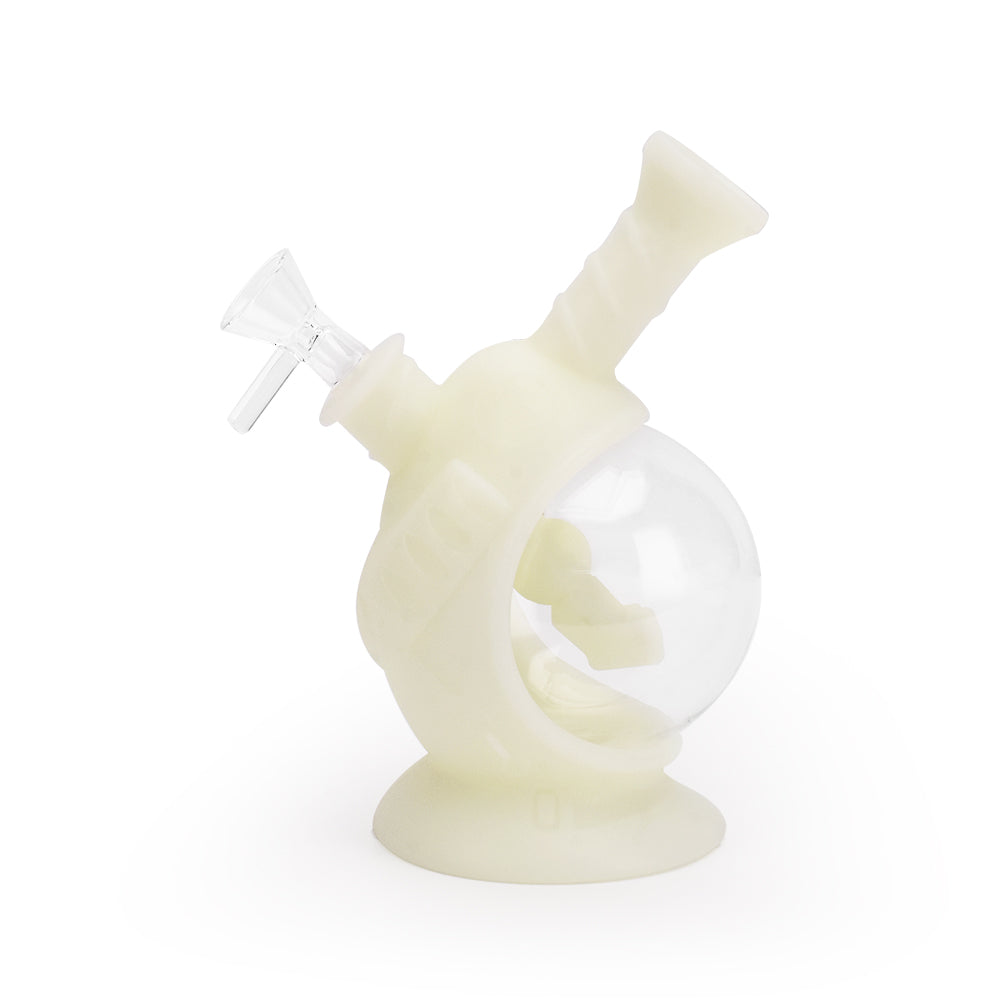Ritual 7.5'' Silicone Astro Bubbler in UV Titanium White with Glass Bowl - Front View