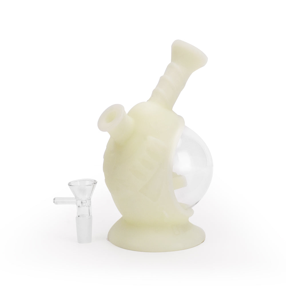 Ritual 7.5'' Silicone Astro Bubbler in UV Titanium White, front view on seamless white background