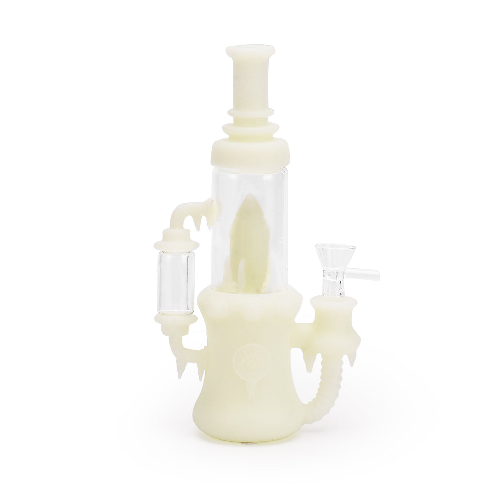 Ritual 8.5'' Silicone Rocket Recycler in UV Titanium White, Front View on Seamless White