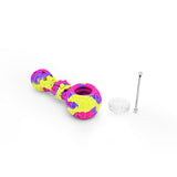 Ritual 4'' Silicone Spoon Pipe in Miami Sunset design, vibrant colors, with tool and lid, side view
