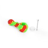 Ritual 4'' Silicone Spoon Pipe in Rasta colors with removable bowl and poker on white background