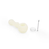 Ritual 4'' Silicone Spoon Pipe in UV Titanium White with Glass Bowl and Poker Tool