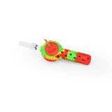 Ritual 4'' Silicone Nectar Spoon in Rasta colors with glass tip, top view on white background