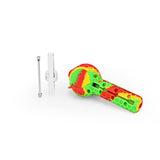 Ritual 4'' Silicone Nectar Spoon in Rasta colors with titanium tip and glass chamber, top view