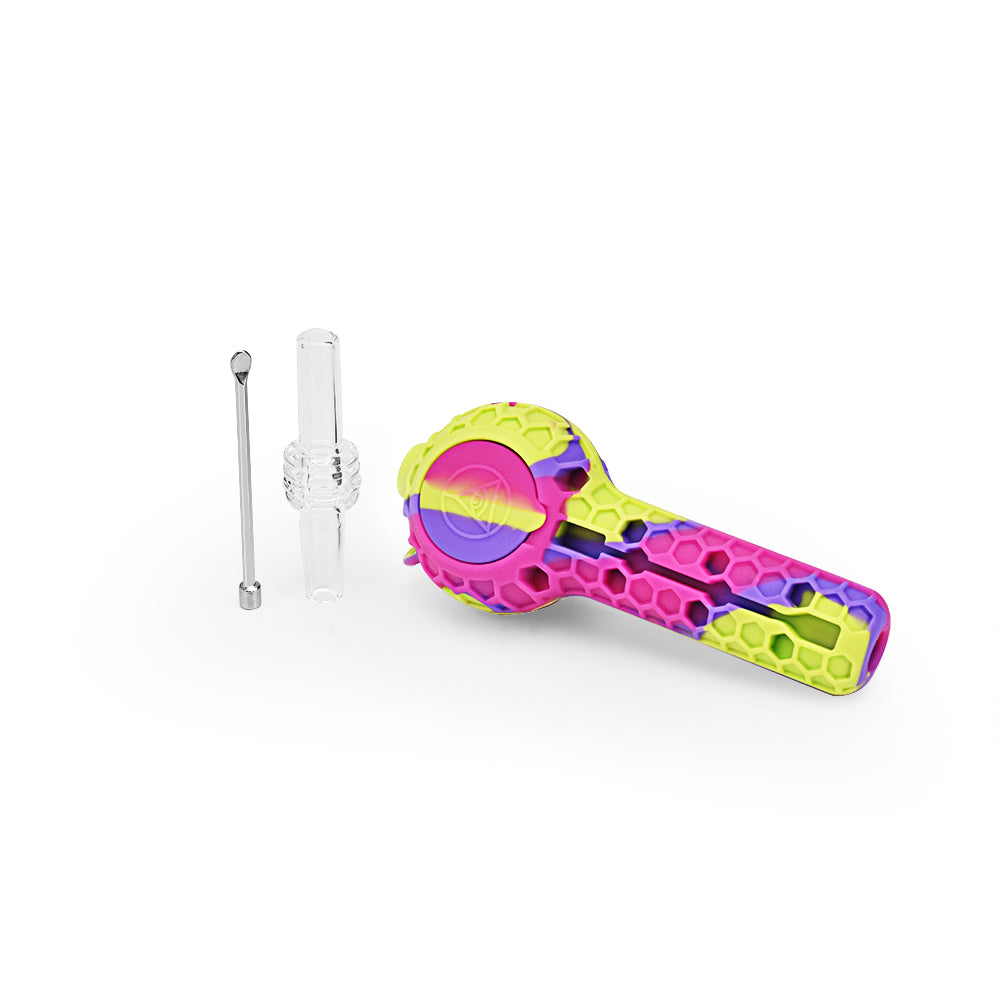 Ritual 4'' Silicone Nectar Spoon in Miami Sunset colors with detachable parts, front view