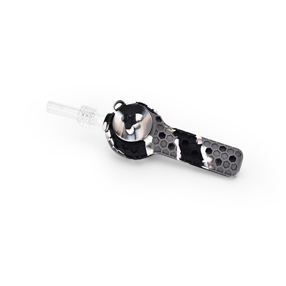 Ritual 4'' Silicone Nectar Spoon in Black & White Marble with Clear Tip - Top View