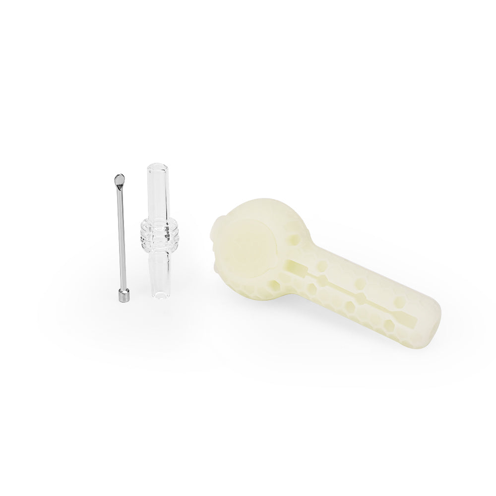 Ritual 4'' UV Titanium White Silicone Nectar Spoon with Dab Tool, Top View