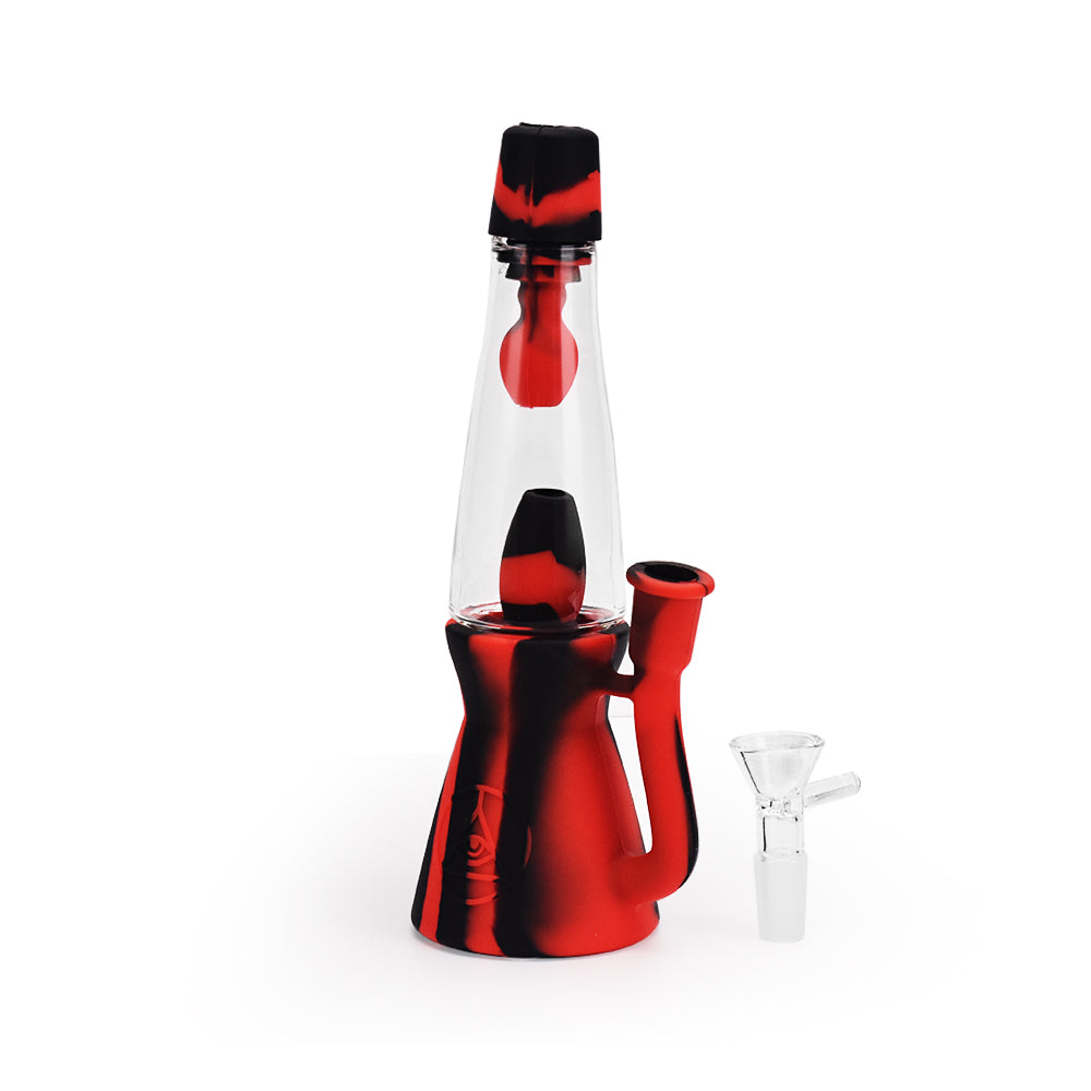 Ritual 7.5'' Silicone Lava Lamp Bong in Black & Red with Removable Bowl - Front View