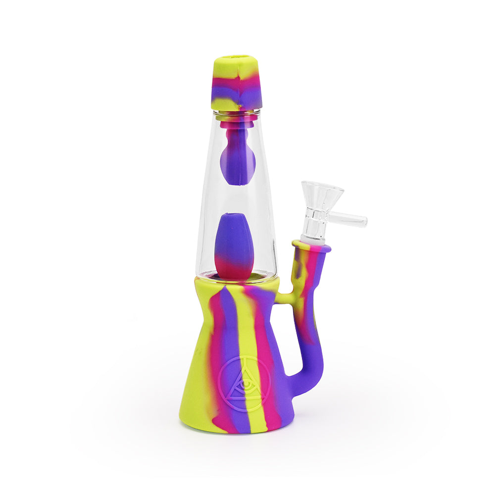 Ritual 7.5'' Silicone Lava Lamp Bong in Miami Sunset colors, front view, durable and travel-friendly