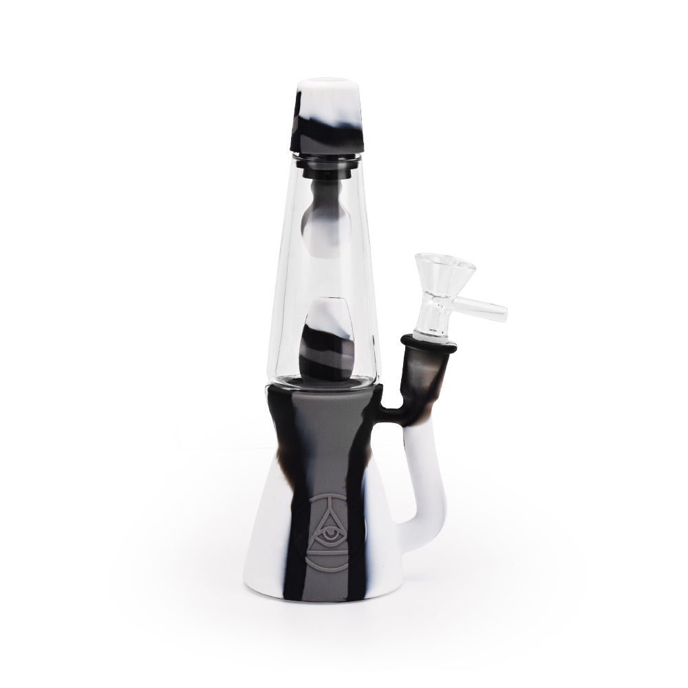 Ritual 7.5'' Silicone Lava Lamp Bong in Black & White Marble with Deep Bowl - Front View