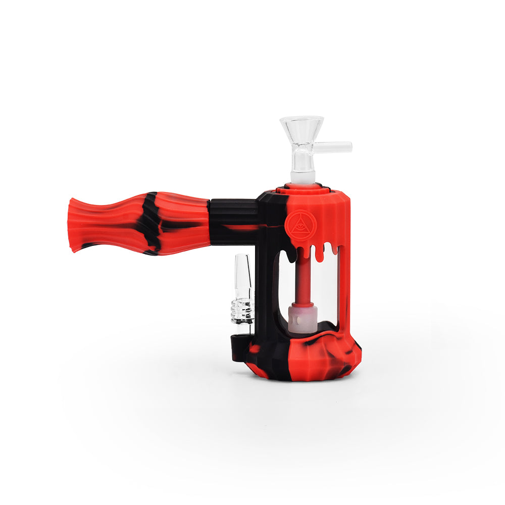 Ritual 6'' Duality Silicone Dual Use Bubbler in Black & Red with Glass Bowl - Front View