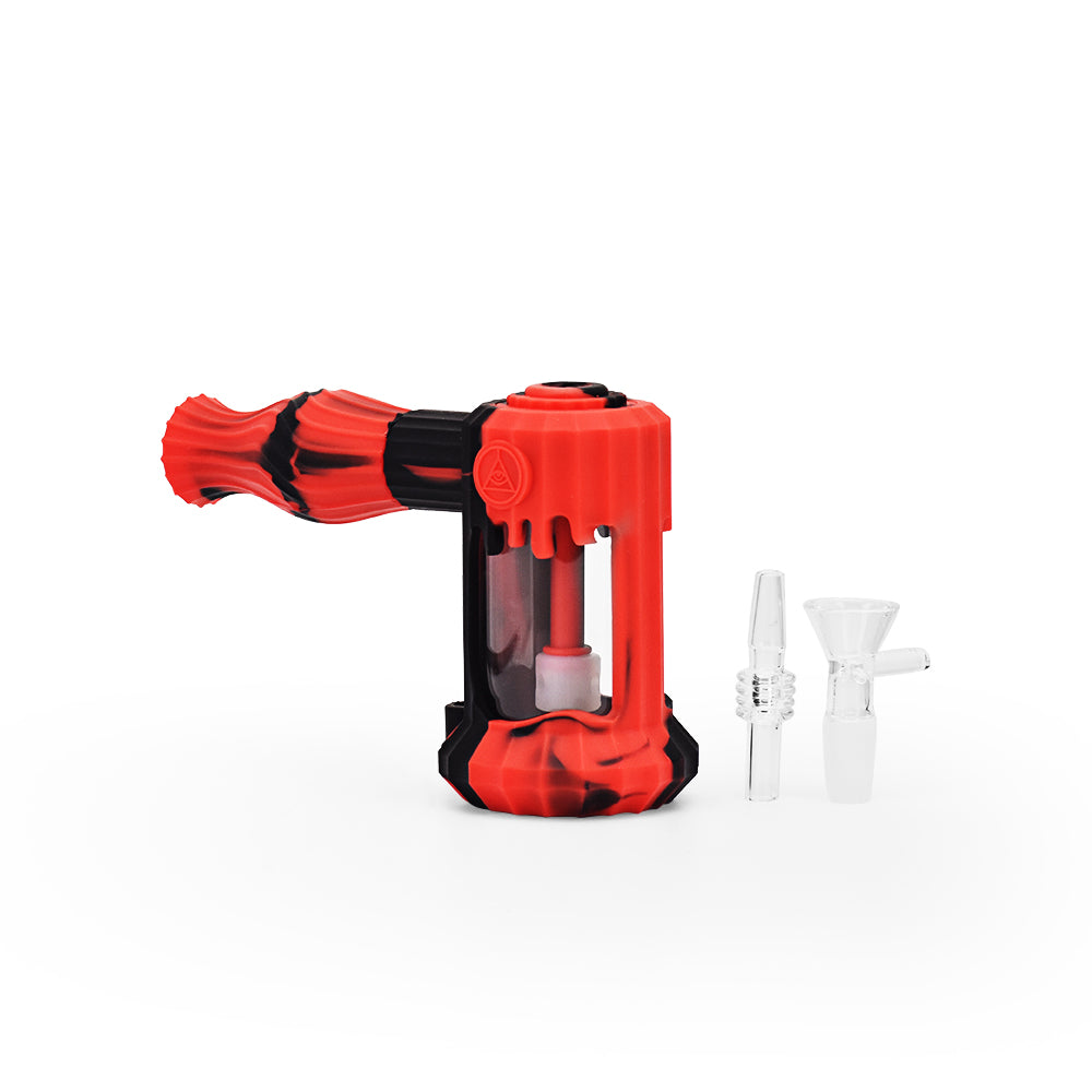 Ritual 6'' Duality Silicone Dual Use Bubbler in Black & Red with interchangeable glass bowls