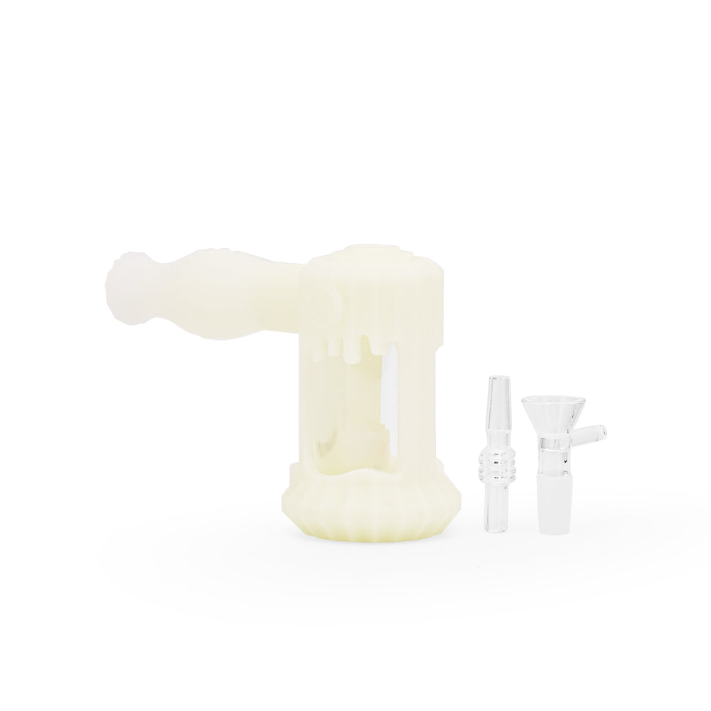 Ritual 6'' Duality Silicone Bubbler in UV Titanium White, Dual Use, Front View