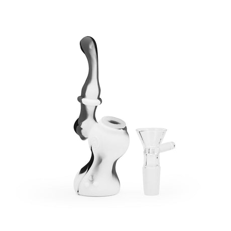 Ritual 5'' Silicone Upright Bubbler in Black & White Marble, Front View with Detachable Bowl