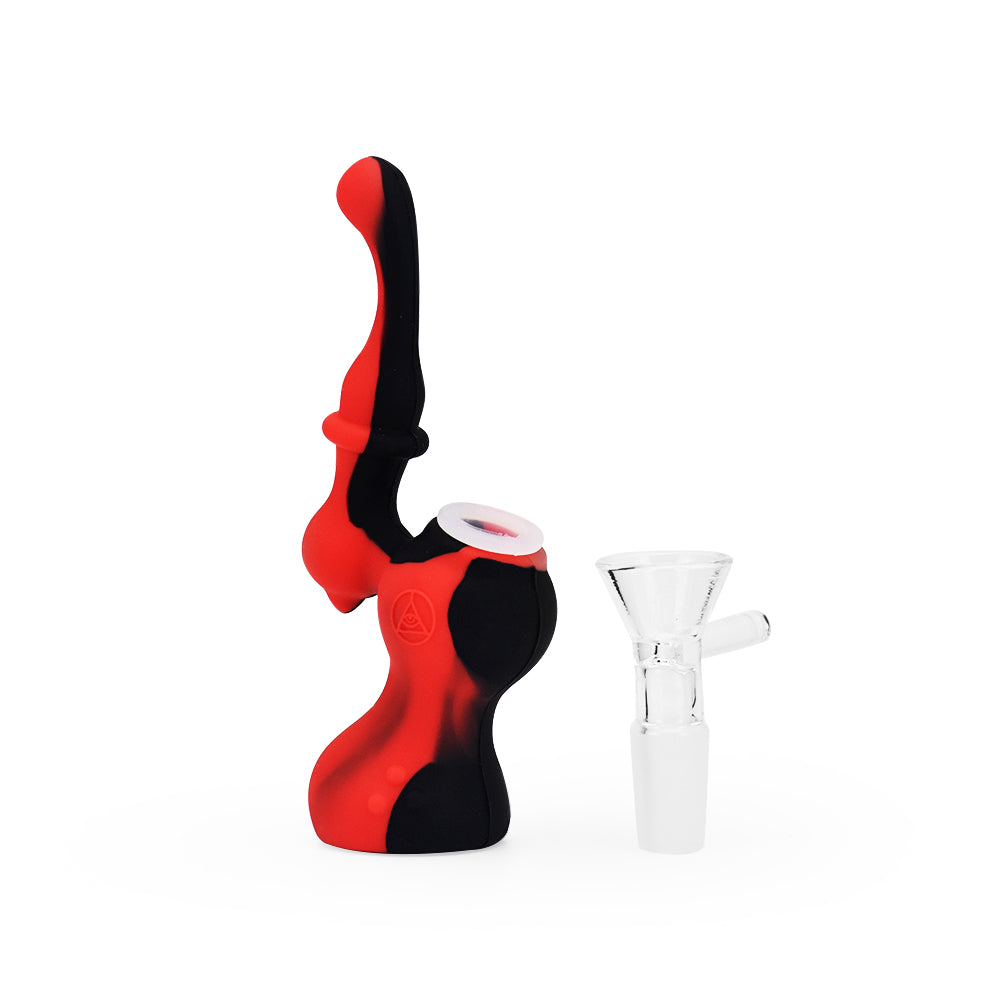 Ritual 5'' Black & Red Silicone Upright Bubbler with Hole Diffuser - Front View