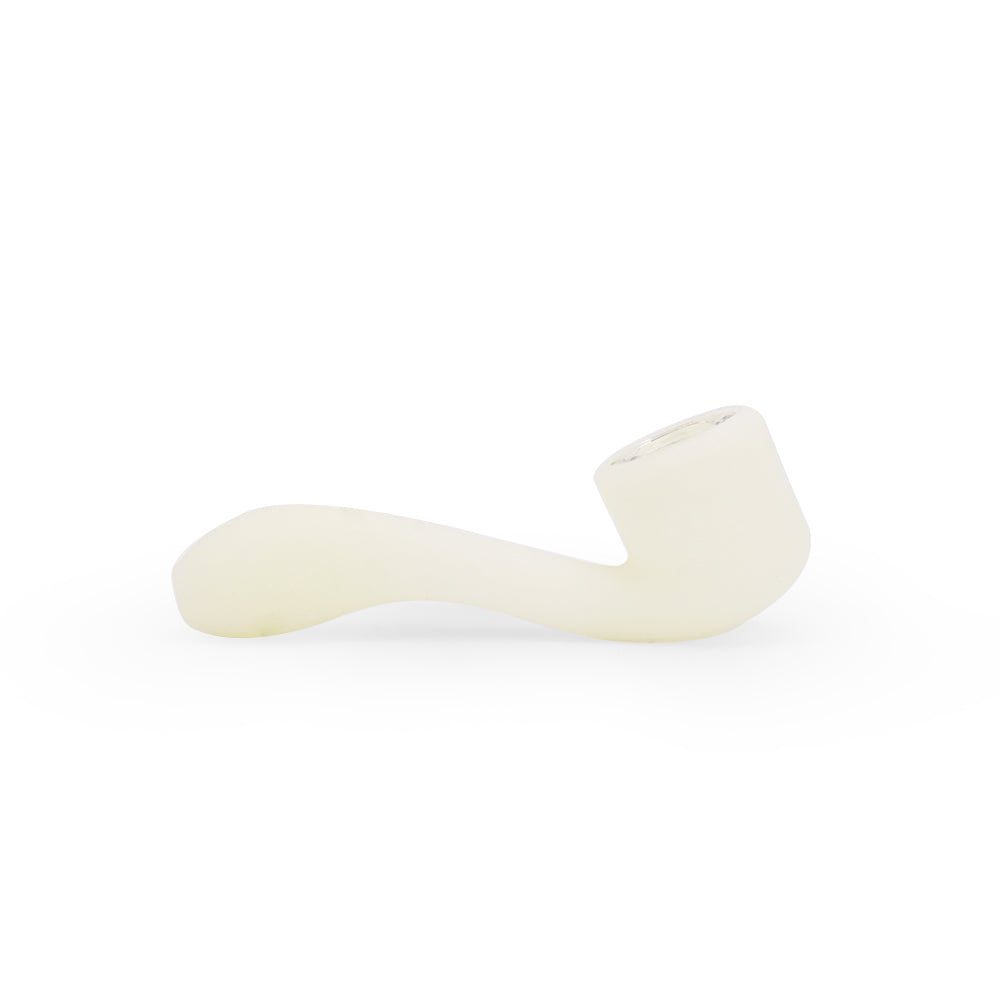 Ritual 4.5'' Silicone Sherlock Pipe in UV Titanium White, Durable & Portable, Side View