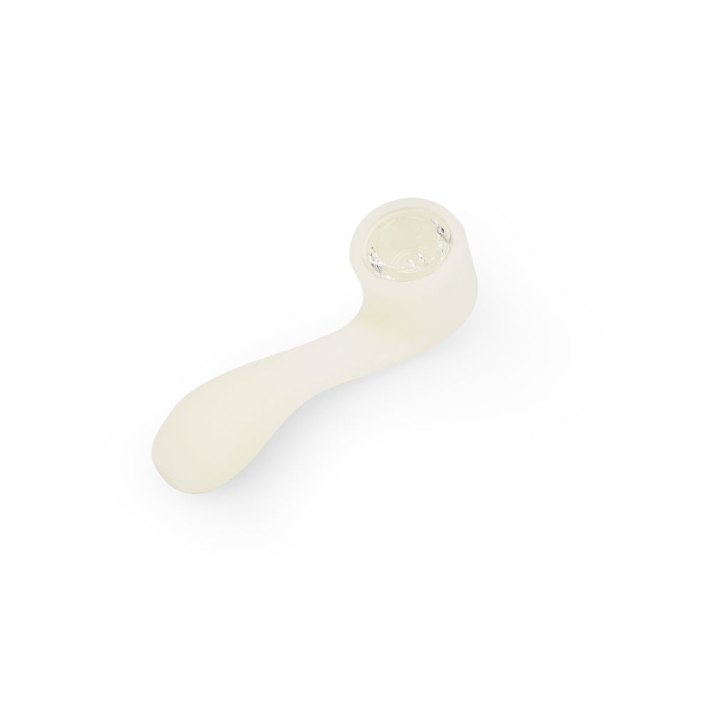 Ritual 4.5'' Silicone Sherlock Pipe in UV Titanium White, Angled Side View on White