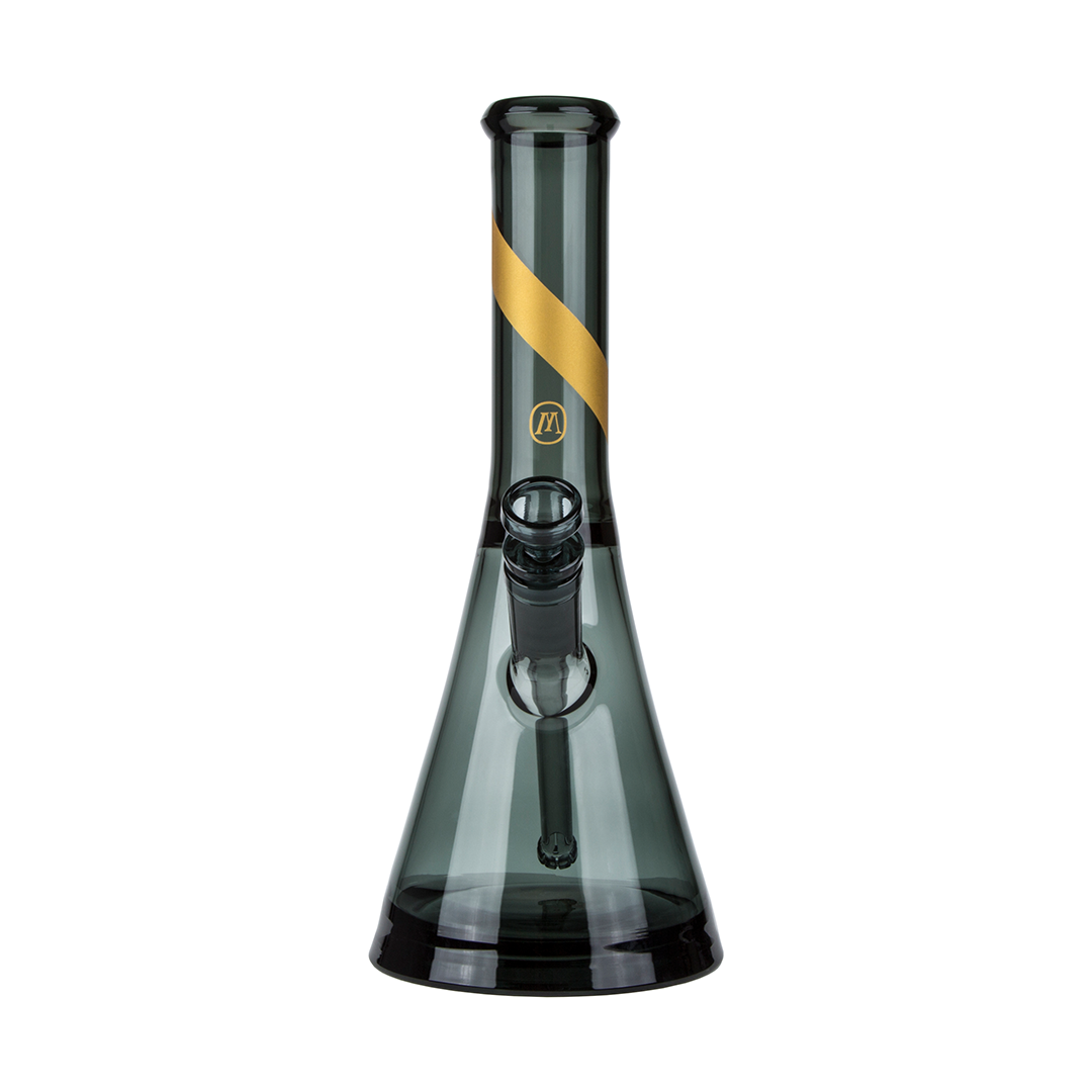Marley Natural Smoked Glass Waterpipe with Gold Stripe - Front View