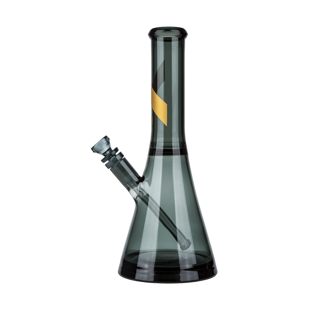 Marley Natural Smoked Glass Bong with Gold Detail - Front View on White