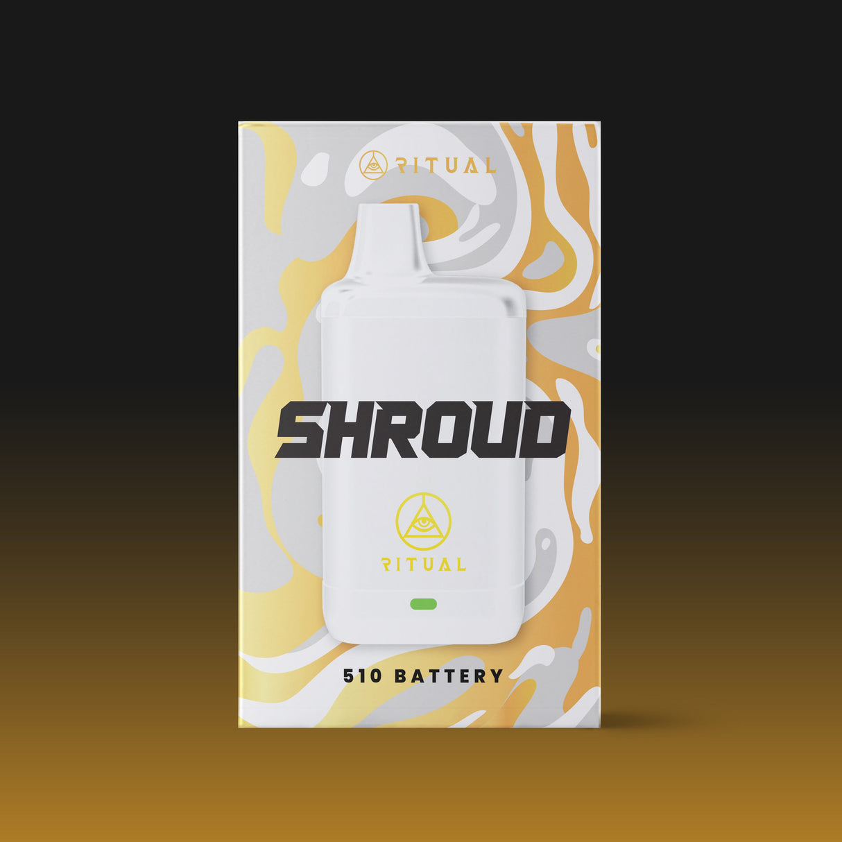 Ritual Shroud 510 Variable Voltage Battery in White - Front View with Packaging