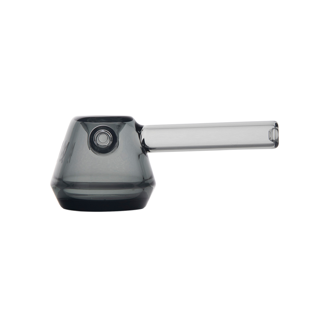 MJ Arsenal Kettle Hand Pipe in Slate - Side View with Clear Glass Stem