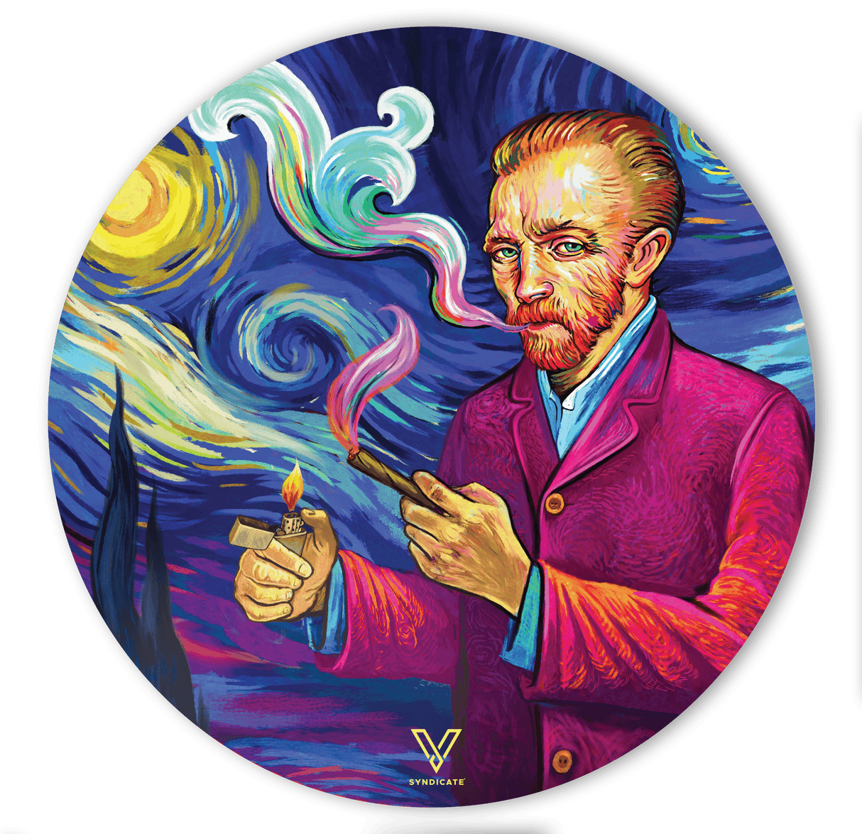 V Syndicate Smoky Night Slikks - Van Gogh-Inspired Silicone Dab Mat with Artistic Design