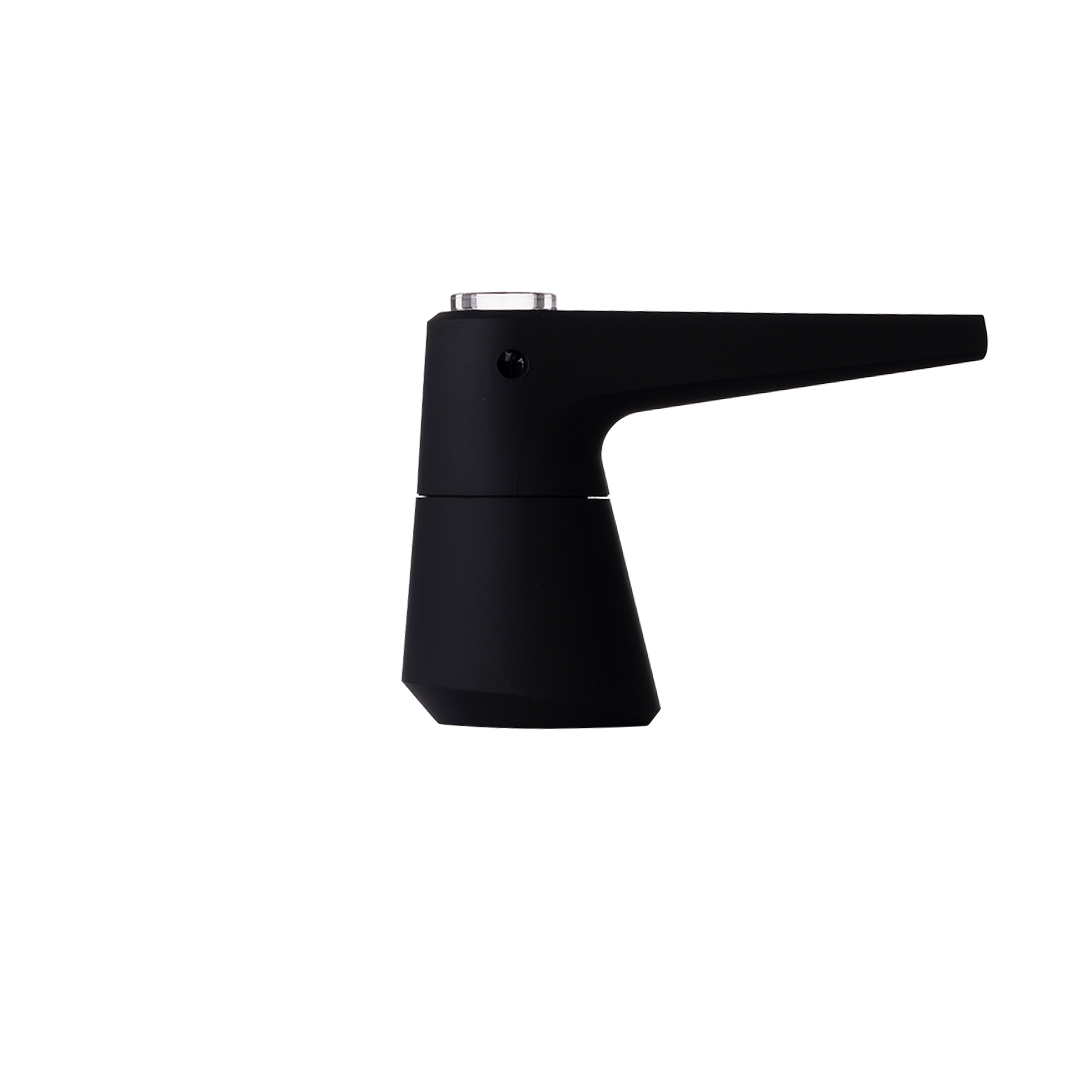 SOFTGLASS Unbreakable Pier Bubbler in Black with Cartridge Adapter - Side View on White Background