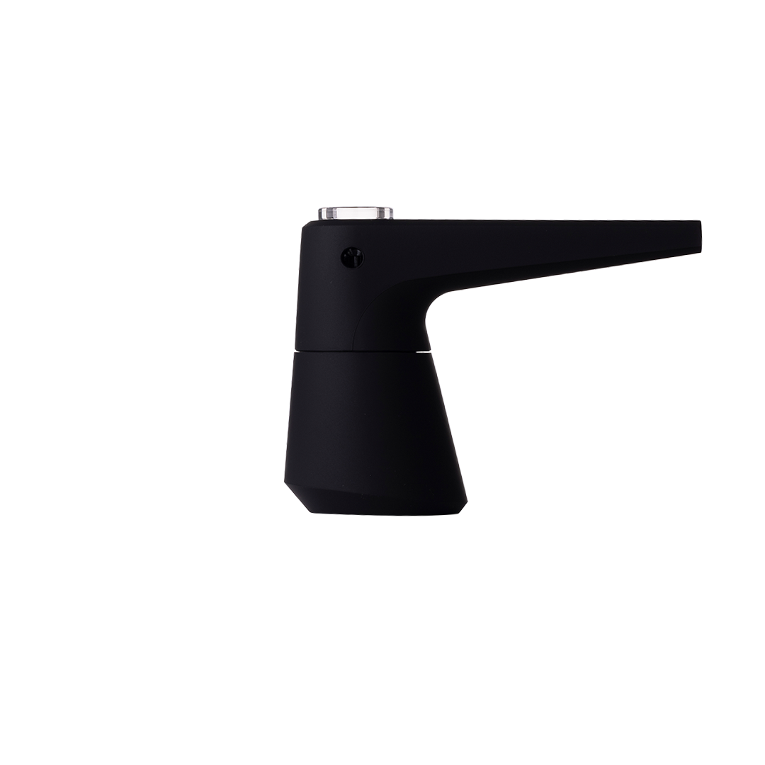 SOFTGLASS Unbreakable Pier Bubbler, black, with Cartridge Adapter, easy-clean design, side view