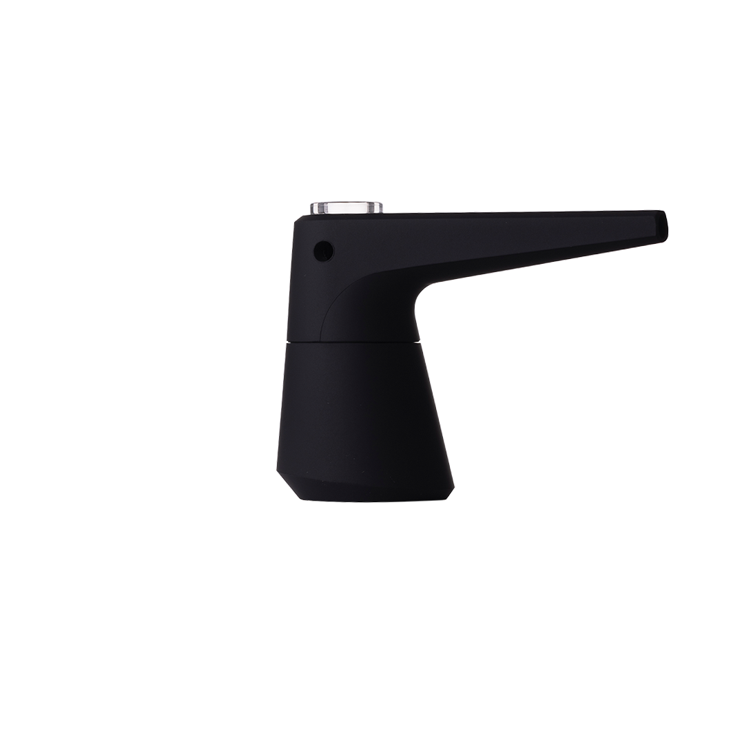 SOFTGLASS Unbreakable Pier Bubbler, side view on black background, with cartridge adapter