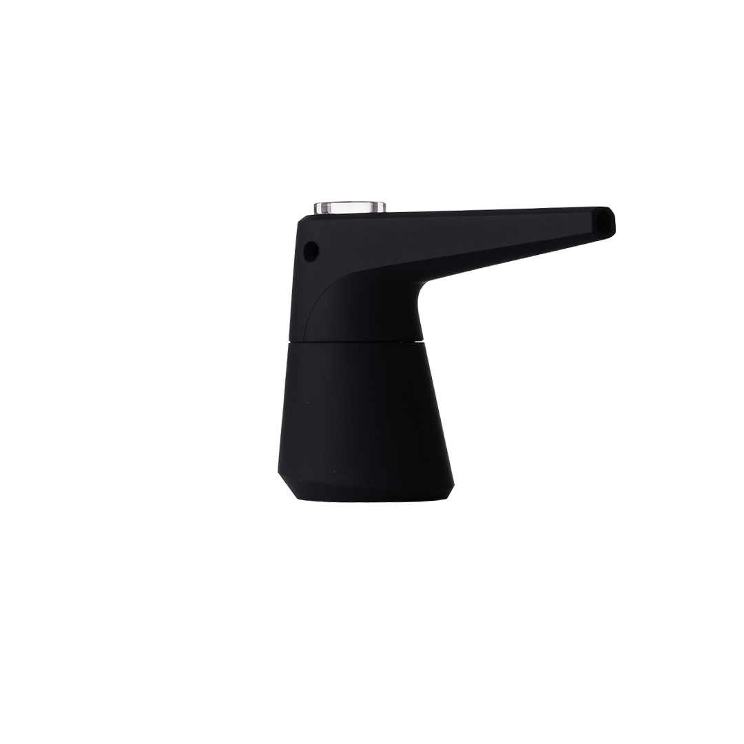 SOFTGLASS Unbreakable Pier Bubbler with Adapter, Side View on Seamless Black