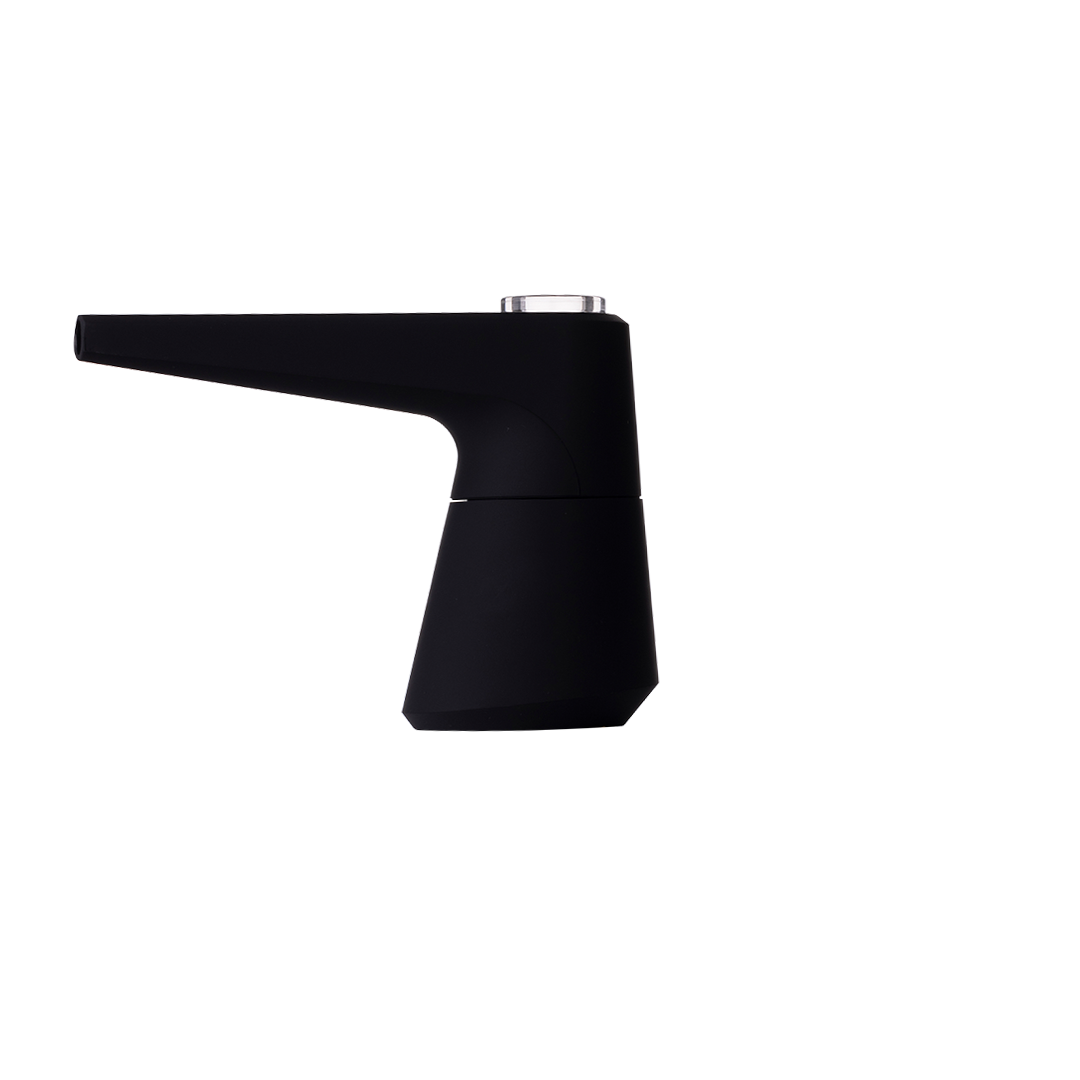 SOFTGLASS Unbreakable Black Pier Bubbler, Side View with Cartridge Adapter - Portable and Easy to Clean