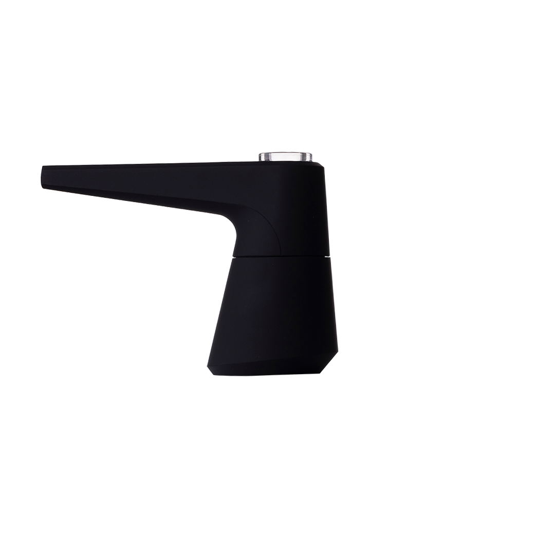 SOFTGLASS Unbreakable Pier Bubbler, black, with Cartridge Adapter, Easy Clean feature, side view