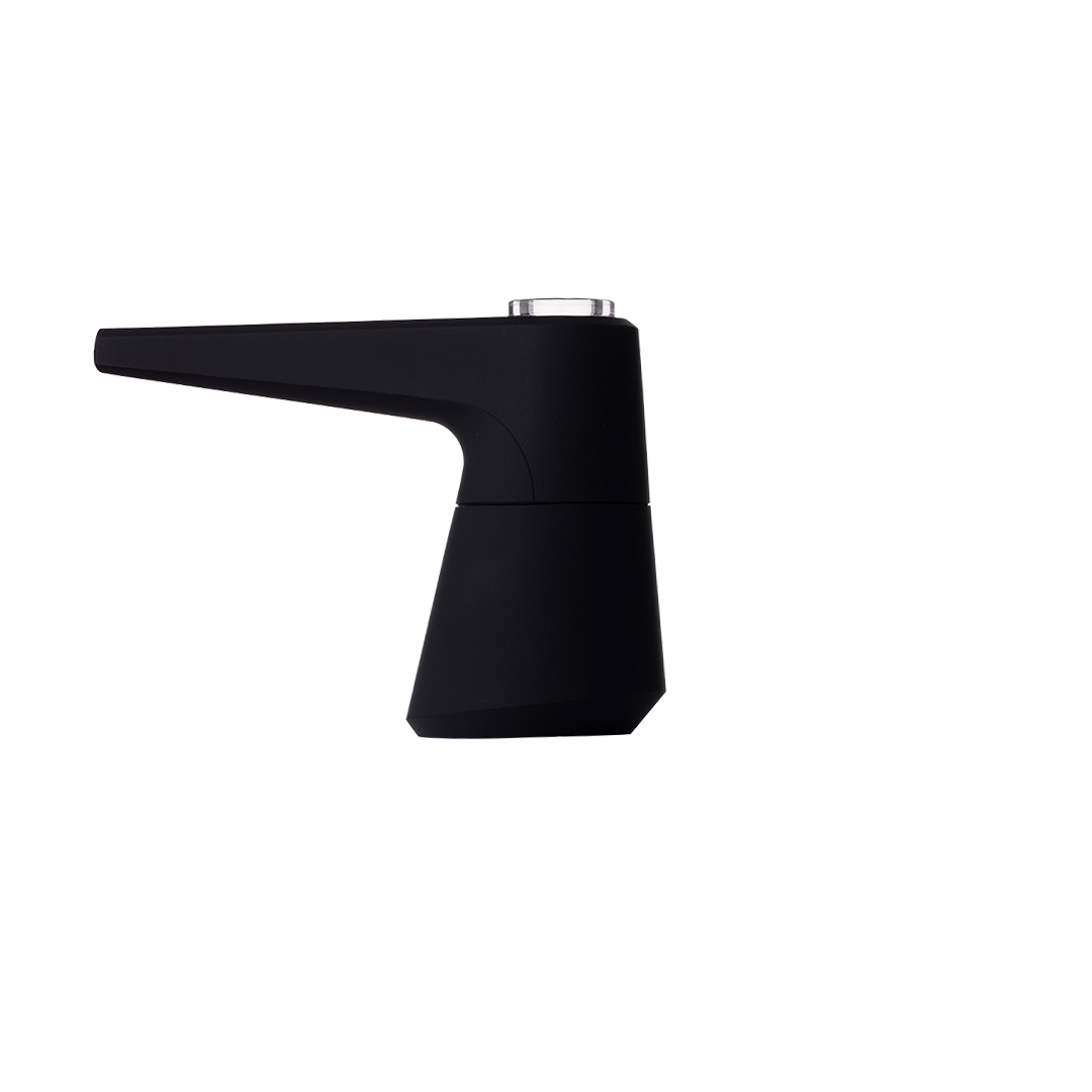 SOFTGLASS Unbreakable Pier Bubbler, Black, Side View with Cartridge Adapter - Easy to Clean